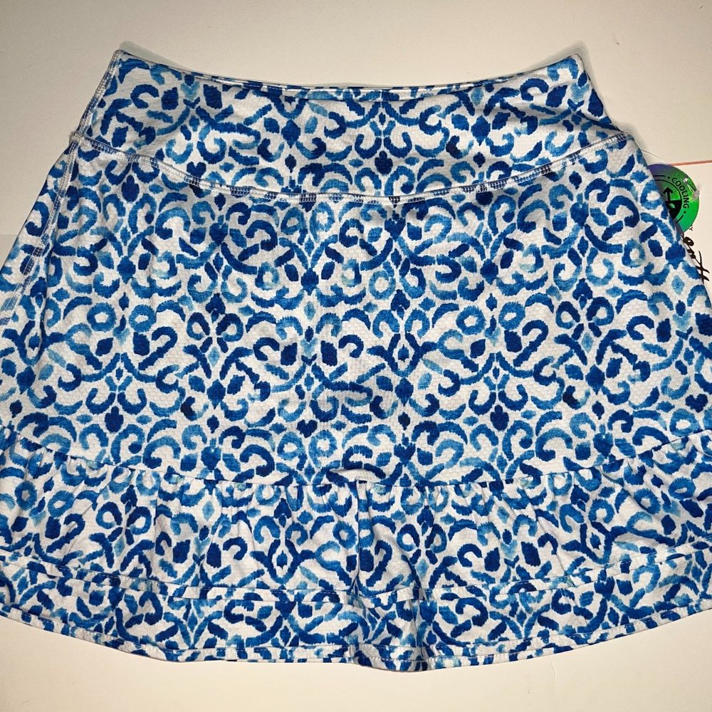 Gottex Santorini Blue Golf Tennis Pickleball Knit Godet Skort XS NWT